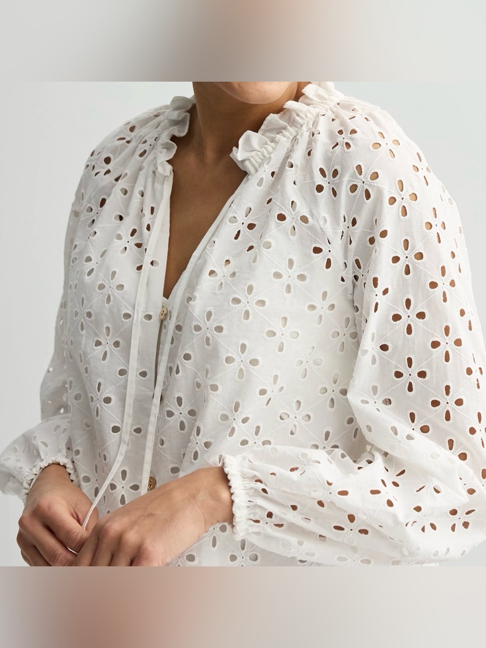 Nine West White Floral Eyelet Button Front Blouse Womens XXLP NWT